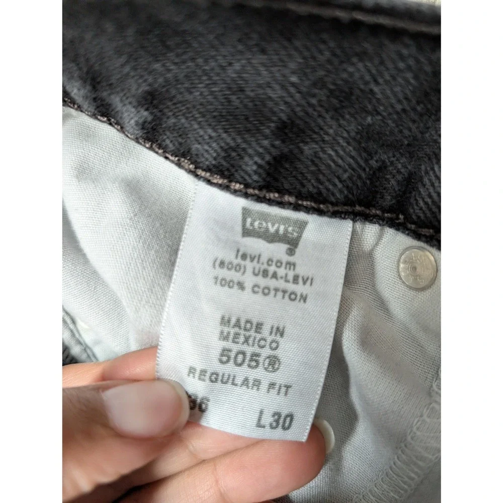 Y2K Levi's 505 Regular Jeans Men 38x30 Vintage Black Faded Straight Leg Denim